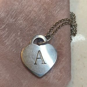 Heart "A" Charm Sterling Silver Tiffany Chain